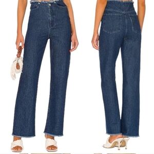 NWT WeWoreWhat wide leg distressed hem jeans in indigo blue size 27